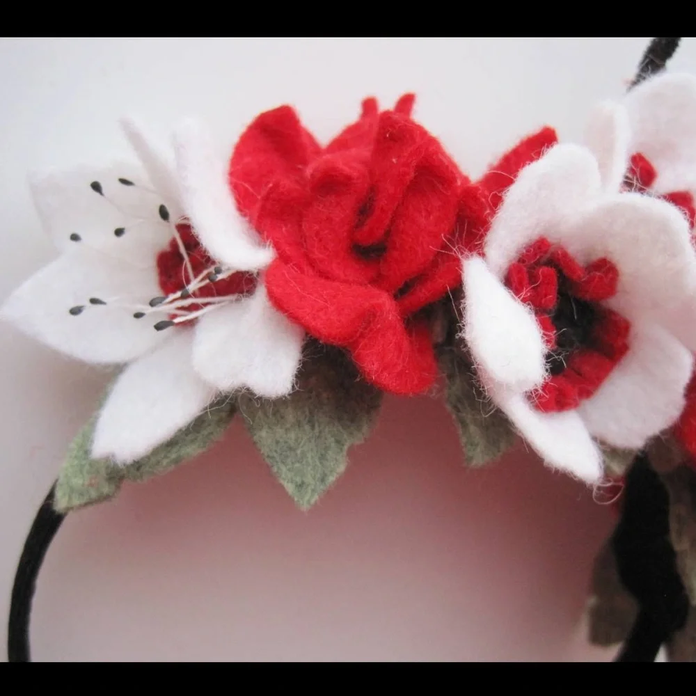Ladybug Felt Flower Handmade Headband